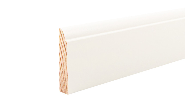 Vægliste fyr hvid - 9 x 43 x 3000 mm